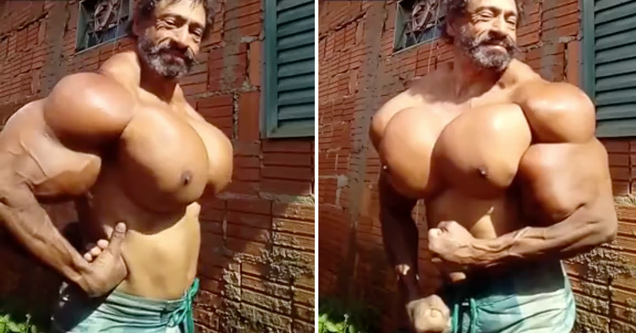 Bodybuilder Is Proud of His Double D Pecs - Eww Video