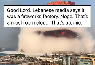 As more information comes out about what happened today in <a href="https://www.ebaumsworld.com/articles/2-massive-explosion-rock-beirut-lebanon/86337755/"><strong>Beirut,</strong></a> many people online speculated, and badly we might add, that the event was due to a small nuclear bomb. But according to authorities this is obviously not the case. <br><br> See pictures from the aftermath <a href="https://www.ebaumsworld.com/pictures/30-insane-images-showing-the-destruction-in-beirut/86337957/"><strong>here. </strong></a>