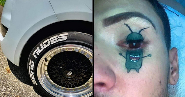 funny pictures | alloy wheel - S Hin sues Toes Gan | plankton tattoo on a persons eye