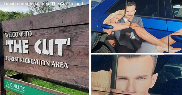 bad designs, design fails | welcome ti the cut outdoor area - terrible car ad man with smushed face