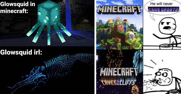 36 Memes From Minecraft S Surprise Caves Cliffs Update Funny Gallery