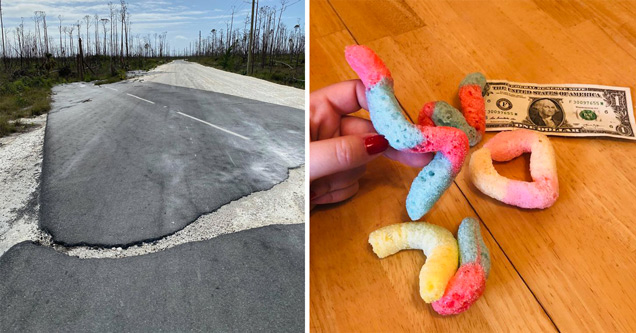 road blown off the ground by storm - freeze dried gummy worms