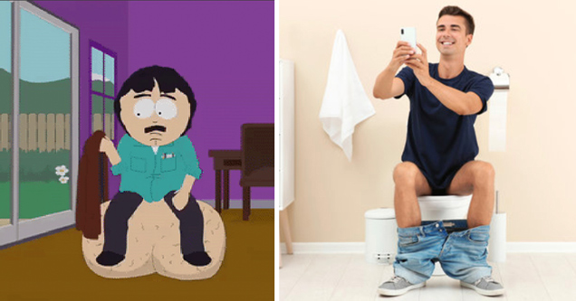 randy marsh south park sitting on his balls - guy posting with phone on toilet				           Comedy Gaming fun sexy masturbate funny masturbation no nut november omg facebook wow guide humor video games gamer pc gaming microsoft xbox nintendo switch sony playstation sex