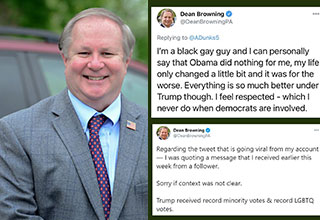 Dean Browning the former Leigh County Commissioner broke Twitter yesterday when he tweeted from his account that he was a "gay black guy", Obama did nothing for. 