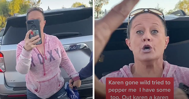 two karens face-off in a parking lot in what is the best Karen video of all time