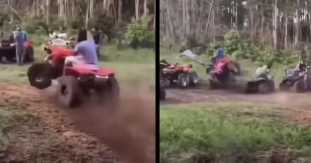 PeeWee Gives His Four Wheeler Too Much Gas and Goes Flying Through the Air  - Funny Video
