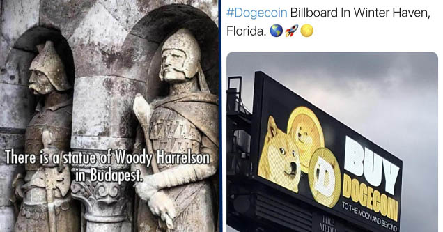 woody harrelson statue budapest - There is a statue of Woody Harrelson in Budapest | display advertising - Dogecoin Rise Billboard In Winter Haven, Florida. U Doceso To The Moon And Beyond Media 1803 280002