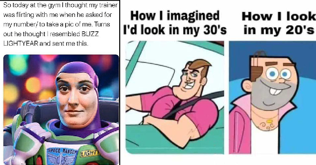 buzz lightyear selfie - how I imagined I'd look in my 30s - how I look in my 20s