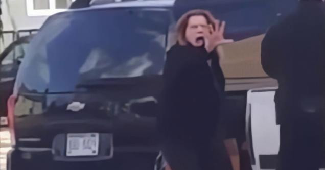 a crazy karen screaming at police