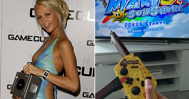 reason the Gamecube actually slapped -  Paris Hilton holding a Gamecube - Resident Evil 4 Gamecube chainsaw controller