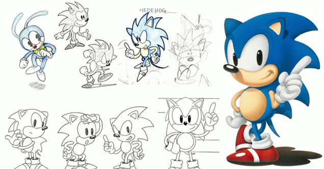 Sonic the bunny rabbit concept art-  characters changed on the drawing board