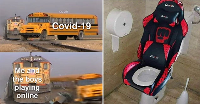 funny gaming memes | funny gaming memes - school bus hit by train - Covid19 Zvom Me and the boys playing online | funny gaming memes - funny gaming chair - CuON De E CuCH