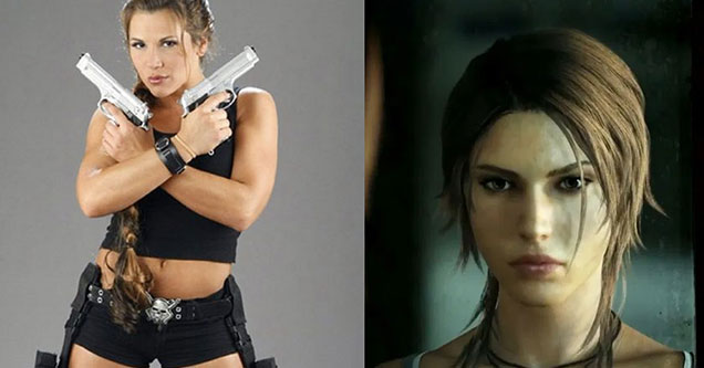 professional wrestlers as video game characters -Mickey James/ Tomb Raider