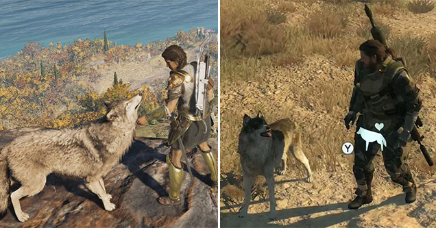 pet the dog -  game that let you pet dogs and animals - Assassins Creed - Metal Gear Solid V: The Phantom Pain