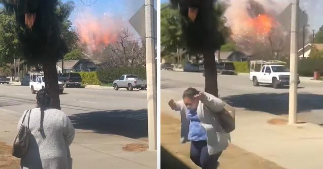 a huge firework explosion in ontario california