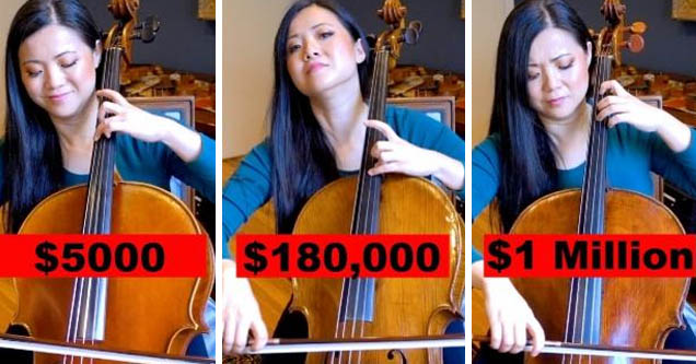 Wendy Law plays three cellos worth $5K, $180K, and $1M