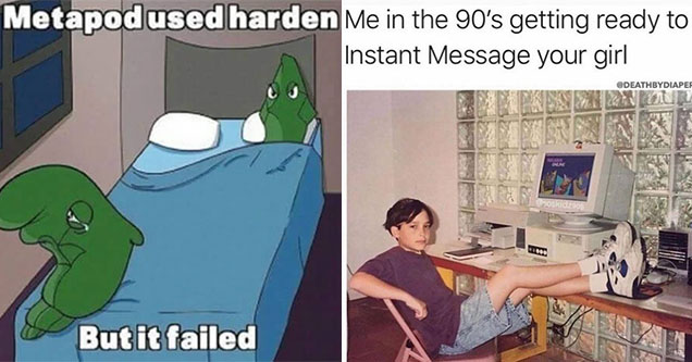 funny gaming memes -  metapod used harden but failed - me in the 90s about to instant message your girl