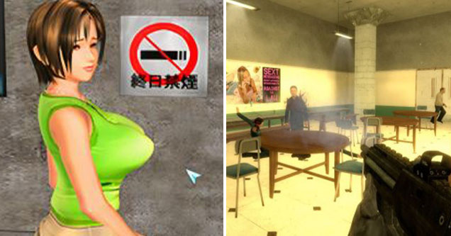 twisted games that never should have been made -  images from Japanese game Rapeplay and School Shooter: North American Tour 2012