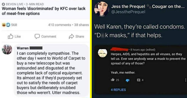 woman feels discriminated by kfc - Devon Live. 3Min Read Woman feels 'discriminated by Kfc over lack of meatfree options 568 410 . 38 Comment Warren I can completely sympathise. The other day I went to World of Carpet to buy a new telescope but was astoun