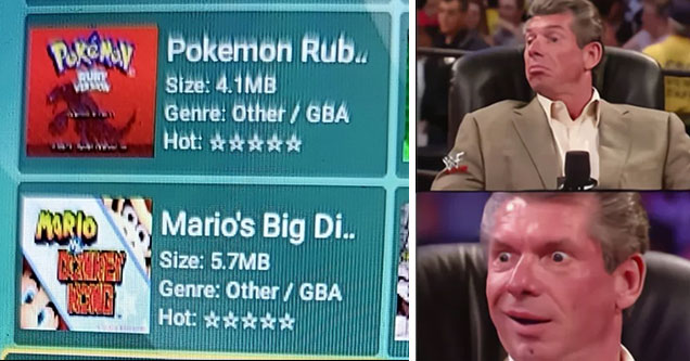 funny gaming memes -  Pokemon Rub -  Mario's Big Di -  Vince McMan face meme