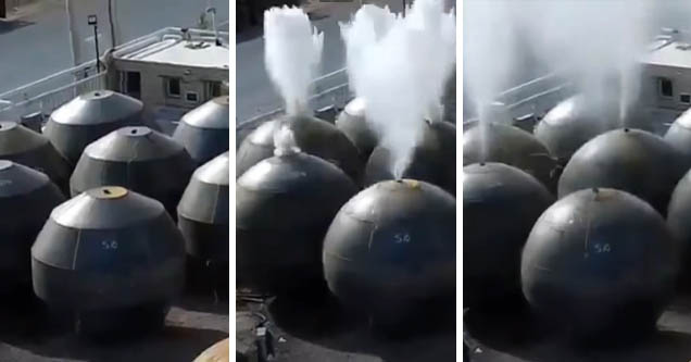 tankers get shaped into spheres using explosive hydroforming