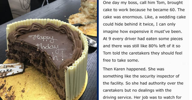 Birthday cake | handwriting - One day my boss, call him Tom, brought cake to work because he became 60. The cake was enormous. , a wedding cake could hide behind it twice, I can only imagine how expensive it must've been. At 9 every driver had eaten some 