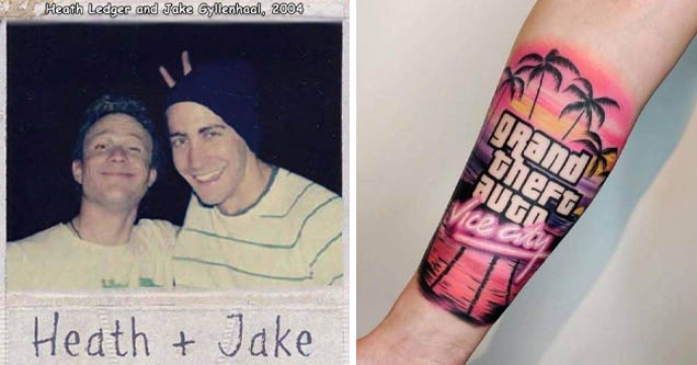 Heath Ledger and Jake Gyllenhaal, 2004 Heath & Jake | gta vice city tattoo - grand theft auto Vice any