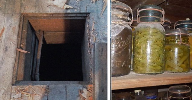 photo - hidden secret room under stairs photo - mysterious jars