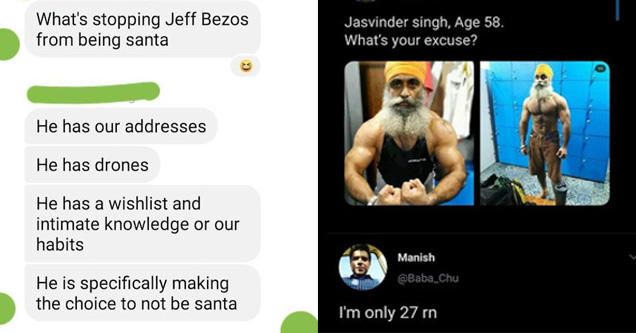 screenshot of bezos joke, jaswinder singh buff guy