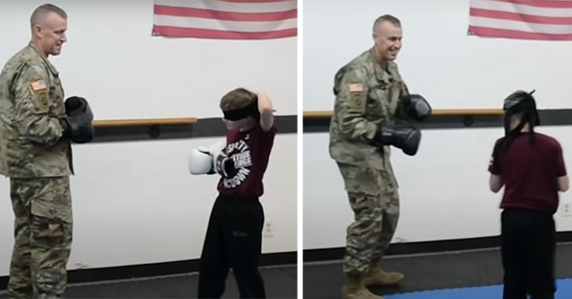 solider and son at taekwondo