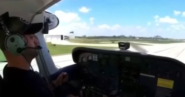 a pilot landing an airplane at a runway and crashing