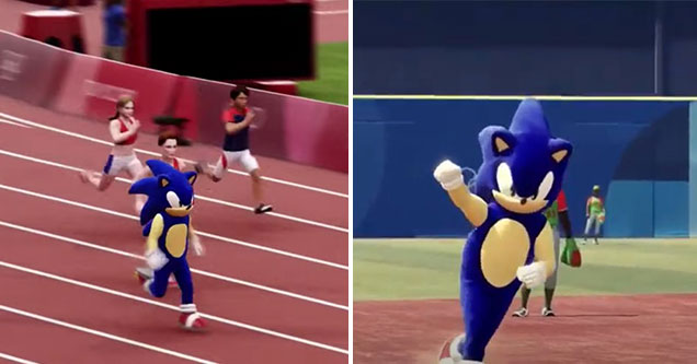 Sonic the Hedgehog in Olympic Games Tokyo 2020 -  running a race and playing baseball -  Sonic Central screenshots