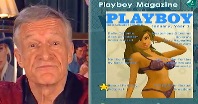 Hugh Hefner and a digital cover for Playboy magazine