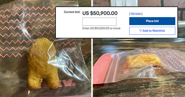 Among Us shaped chicken nugget being sold on eBay for 50 thousand dollars