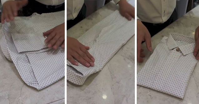 Tailor shows how to expertly fold a shirt