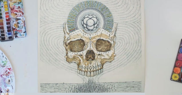 a cool skull drawn by hand