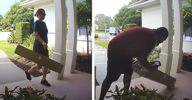 a usps employee just dropping a package and walking off vs fed ex moving them out of rain