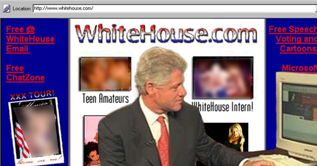 a photo will bill clinton in front of the whitehouse.com website