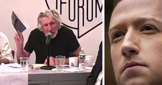 roger waters at conference, mark zuckerberg closeup