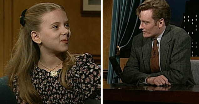 Scralett Johansson as a child appearing on a skit on Conan's early days in late night