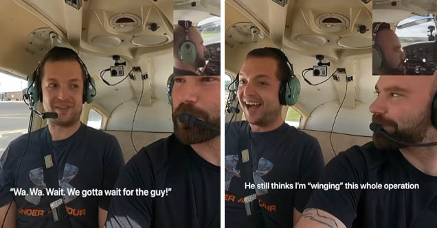 Newly licensed pilot pranks friend