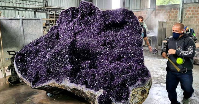 a huge amethyst geode