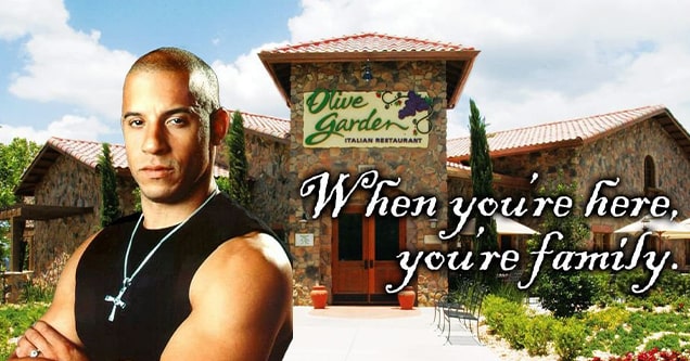 vin diesel family olive garden