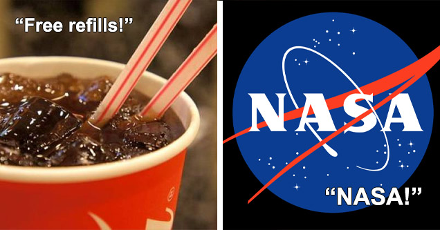 america facts on soda can and nasa logo