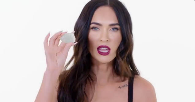 Megan Fox showing off her crystal collection