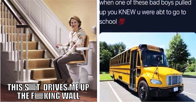 drive up the wall meme, school bus meme