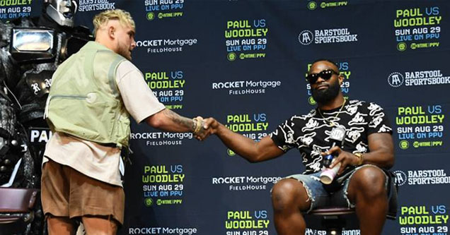 Jake Paul Gets Tyron Woodley to Agree to Bizarre Tattoo Bet