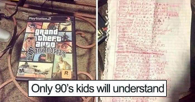 only 90s kids will understand -  GTA cheat code paper sheet