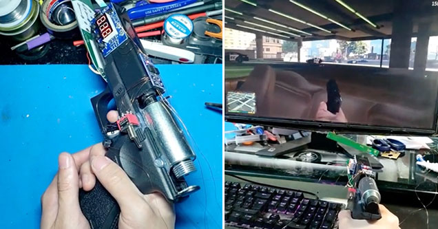 gamer turns his 9mm handgun into a working FPS controller -  the ultimate way to game