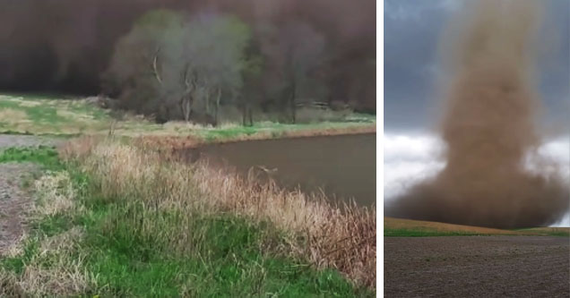 tornado spawning next to lake